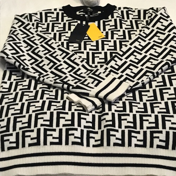 Fendi Sweaters | Fendi Pullover Black And White Size L New | Poshmark